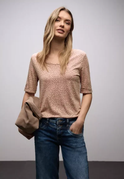 Street One Street One printed shirt w.rounded v-neck