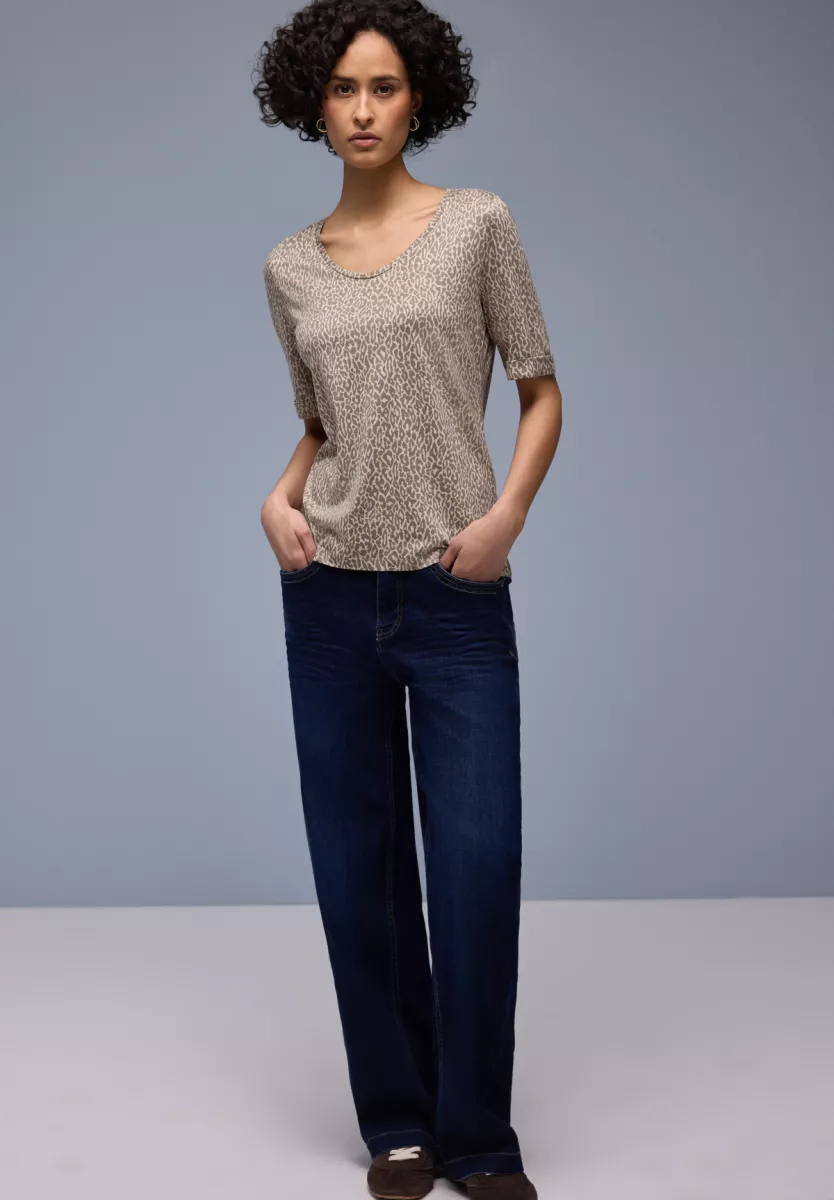 Street One printed shirt w.rounded v-neck 6 Street One Street One printed shirt w.rounded v-neck