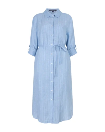 Red Button Red Button Shirtdress Linen/Visco Pinstri