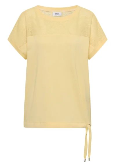 Cecil Cecil TOS Solid Mesh Insert T-Shirt