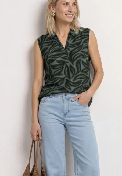 Street One Street One printed mat-mix top w.collar