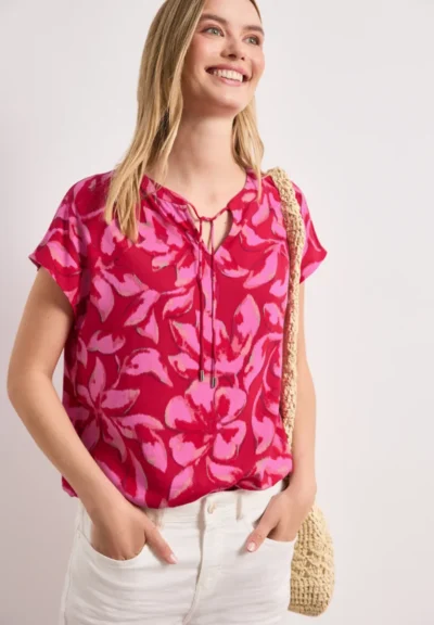 Street One Street One LTD QR Splitneck blouse w smok
