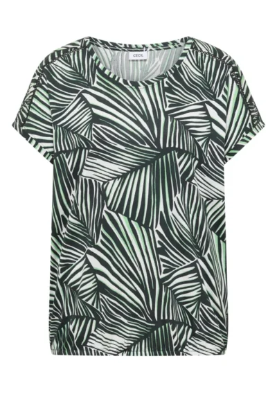 Cecil Cecil TOS AOP Lace Shoulder T-Shirt