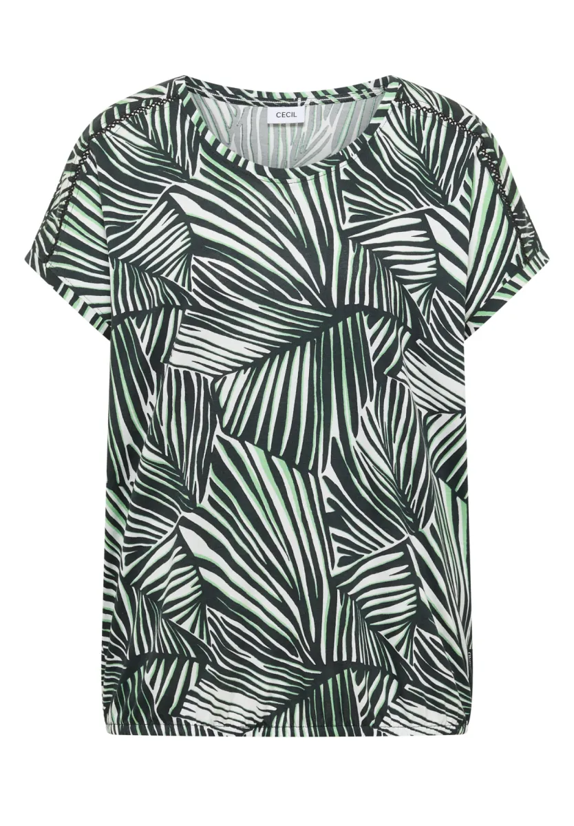 Cecil Cecil TOS AOP Lace Shoulder T-Shirt