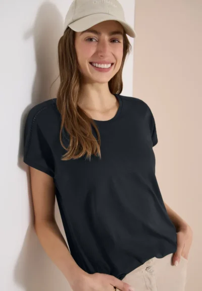 Cecil Cecil NOS Solid Lace Shoulder T-Shir