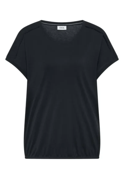 Cecil Cecil NOS Solid Lace Shoulder T-Shir