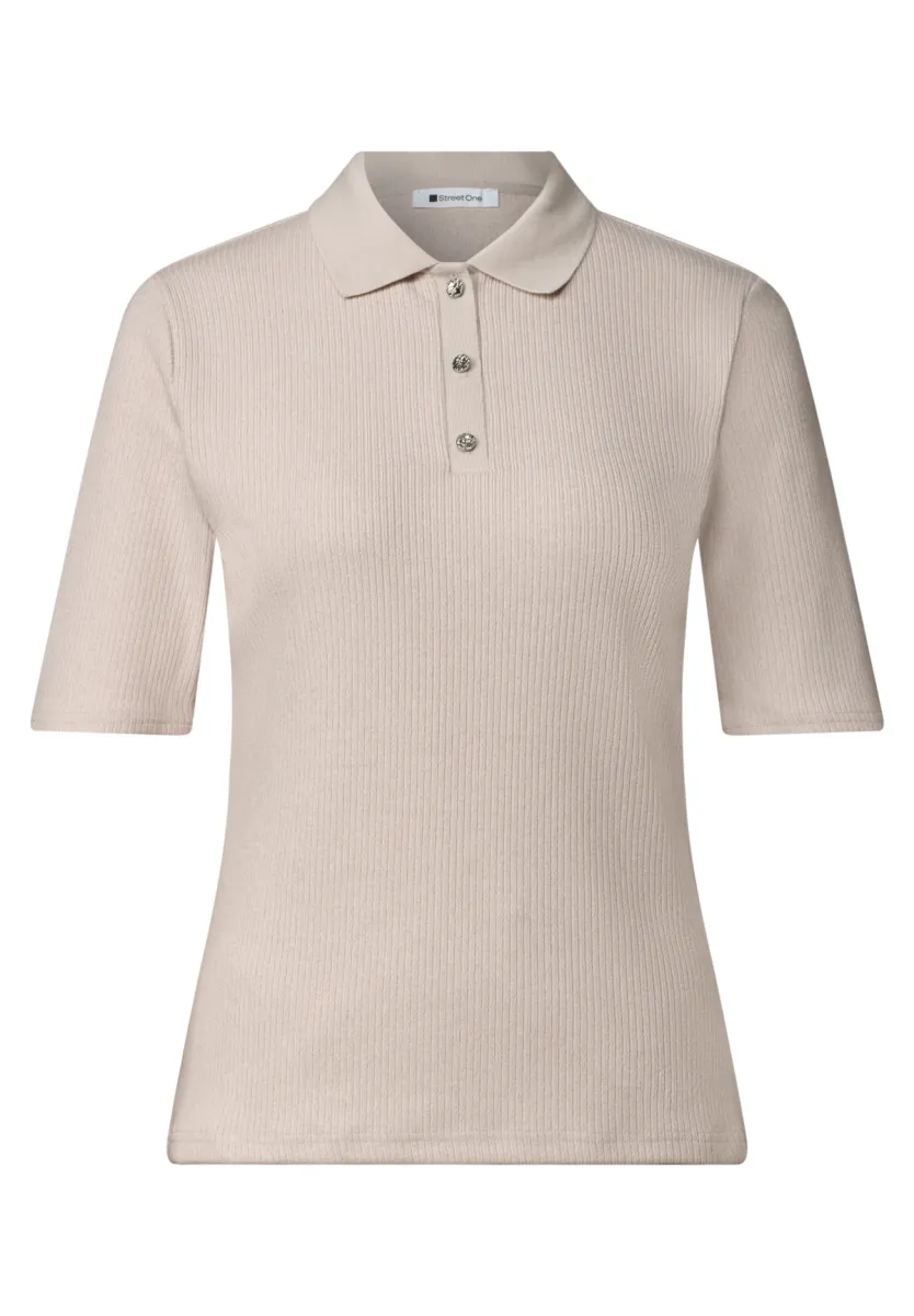 Street One Street One knit look rib polo w.deco butt